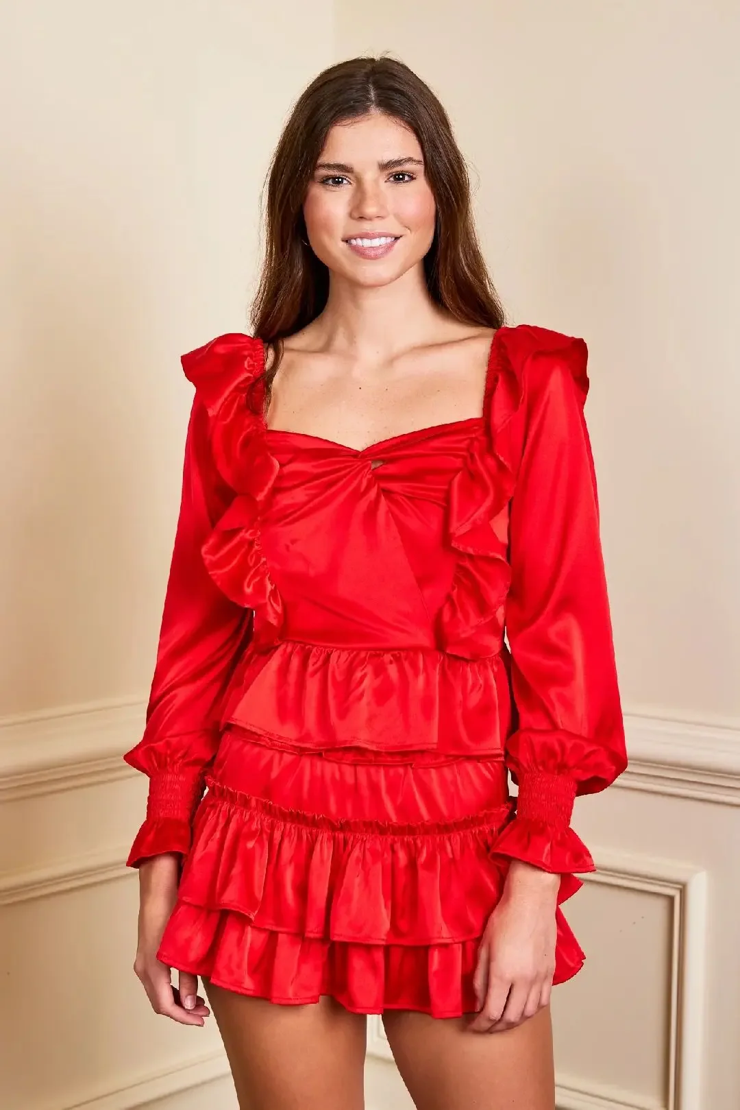 Blusa roja con volantes